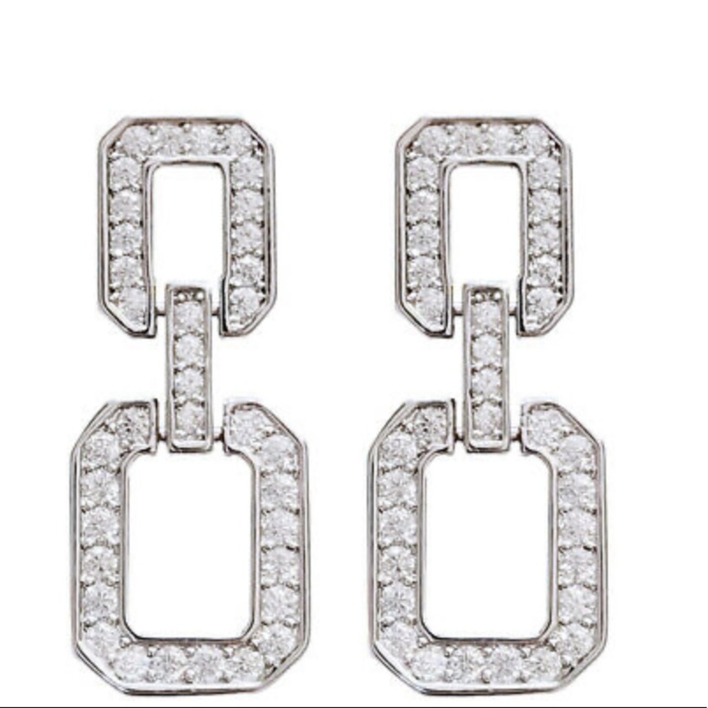 Gorgeous 925 Silver Drop Earrings White Sapphire - Picture 5 of 5